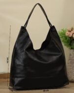 Midnight Magnetic-Snap Hobo Bag in Black, view 6