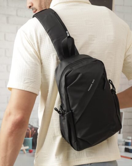 Multi-Pocket Utility Crossbody Bag in Black, view 1