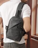 Multi-Pocket Utility Crossbody Bag in Grey, view 2