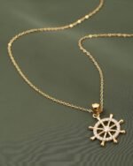 Nautical Wheel Pendant Necklace, view 2