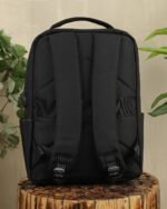 Panelled Laptop Backpack in Black, view 4
