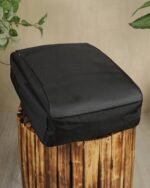 Panelled Laptop Backpack in Black, view 5