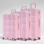 Pastel 3-Piece Hardshell Luggage Set in Pink, view 1