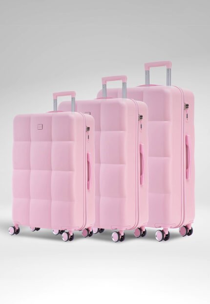 Pastel 3-Piece Hardshell Luggage Set in Pink, view 1
