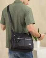 Patch Detail Crossbody Bag in Black, view 1