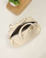 Pearl Textured Sling Bag with Detachable Strap in White, view 6