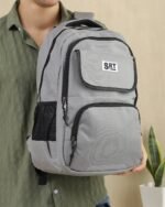 Pleated Patch Detail Backpack in Grey, view 1