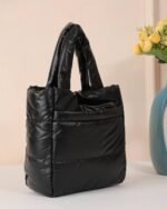 Quilted Snap Crossbody Bag in Black, view 3