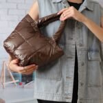 Quilted Snap Mini Hobo Bag in Brown, view 1
