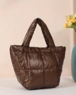 Quilted Snap Mini Hobo Bag in Brown, view 3