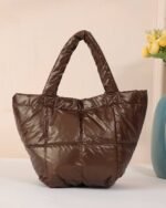 Quilted Snap Mini Hobo Bag in Brown, view 4