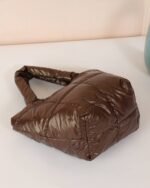Quilted Snap Mini Hobo Bag in Brown, view 5
