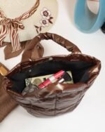 Quilted Snap Mini Hobo Bag in Brown, view 6