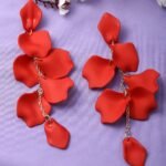 Red Rose Petal Drop Earrings, view 1