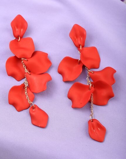 Red Rose Petal Drop Earrings, view 2