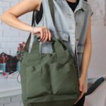 Sage Textured Crossbody with Top Handle in Green, view 1