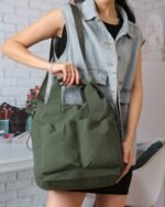Sage Textured Crossbody with Top Handle in Green, view 1