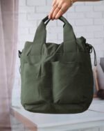 Sage Textured Crossbody with Top Handle in Green, view 2