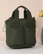 Sage Textured Crossbody with Top Handle in Green, view 3
