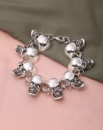 Silver Skull Link Bracelet, view 1