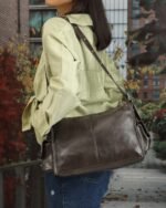 Slate Panelled Shoulder Bag in Charcoal Grey, view 1