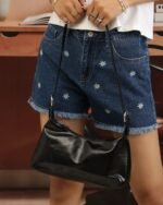 Sleek Baguette Bag with Sling Strap in Black, view 2
