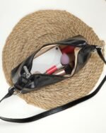 Sleek Baguette Bag with Sling Strap in Black, view 6