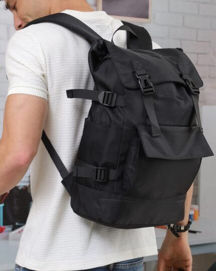Toggle-Drawstring Rucksack in Black, view 1