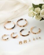 Tortoiseshell Hoop & Stud Earring Set, view 1