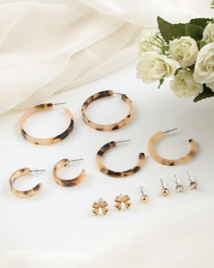 Tortoiseshell Hoop & Stud Earring Set, view 1