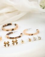 Tortoiseshell Hoop & Stud Earring Set, view 2