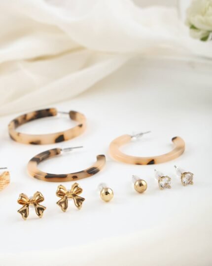 Tortoiseshell Hoop & Stud Earring Set, view 2