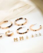 Tortoiseshell Hoop & Stud Earring Set, view 3