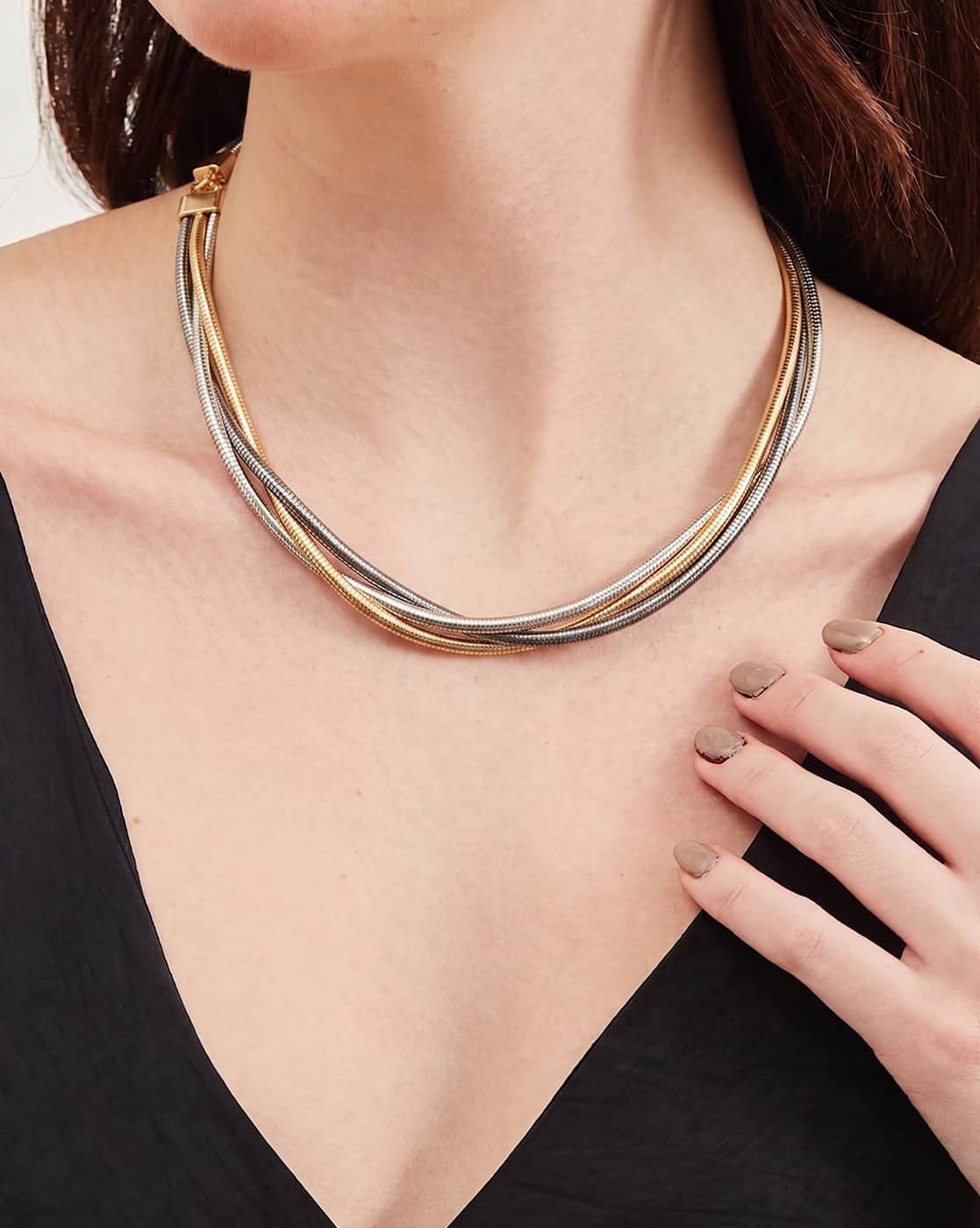 twisted-layered-chain-choker-1 Twisted Layered Chain Choker, view 1
