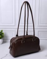 Walnut Single-Zip Flap-Pocket Bag in Brown, view 3