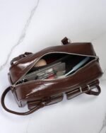 Walnut Single-Zip Flap-Pocket Bag in Brown, view 6