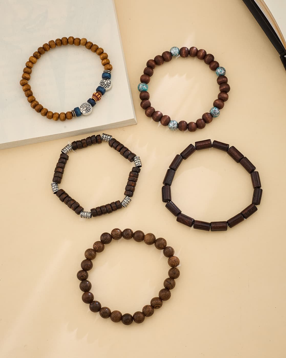 wooden-bead-bracelet-set-5-pieces-1 Wooden Bead Bracelet Set (5 Pieces), view 1